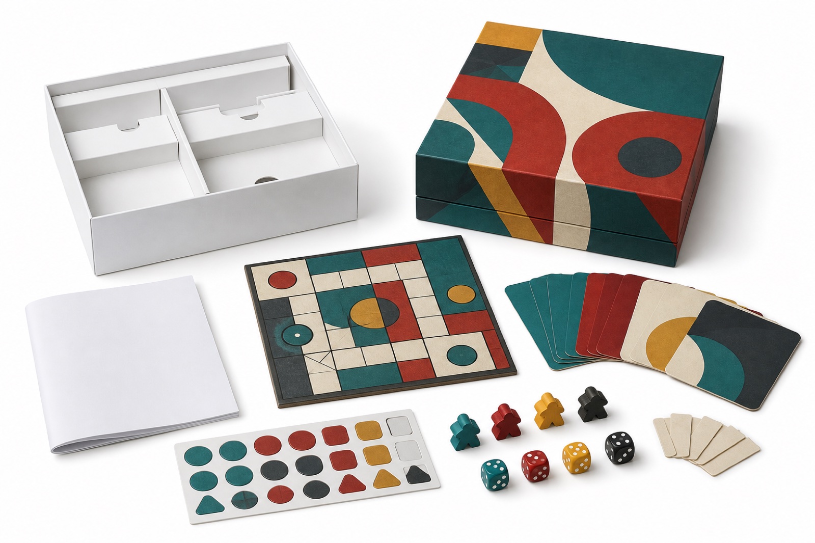 White sample and printed prototype prepared for board game sample approval